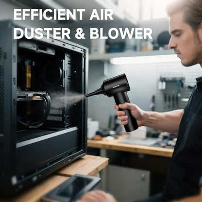 Computer Keyboard Cleaner Portable Vacuum and Compressed Air Duster Black - color: Black-18000pa
