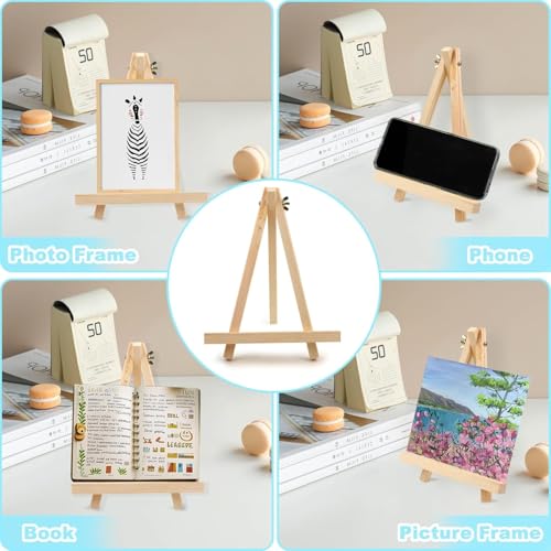 12PCS 9 Inches Tabletop Easels,Wood Easels, Easel Stand for Painting Canvases, Art, and Crafts, Tripod, Painting Party Easel, Tabletop Easels for Painting, Portable Canvas Photo Picture Sign Holder