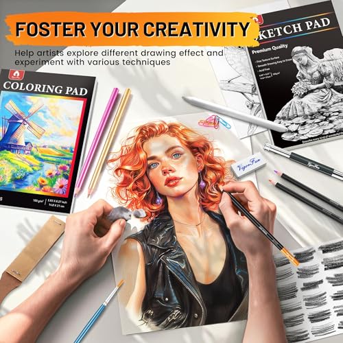 106 PCS Art Supplies Sketching Kit, Pro Drawing Pencils Art Kit Adults Gift - color: Black, size: 106 Pack