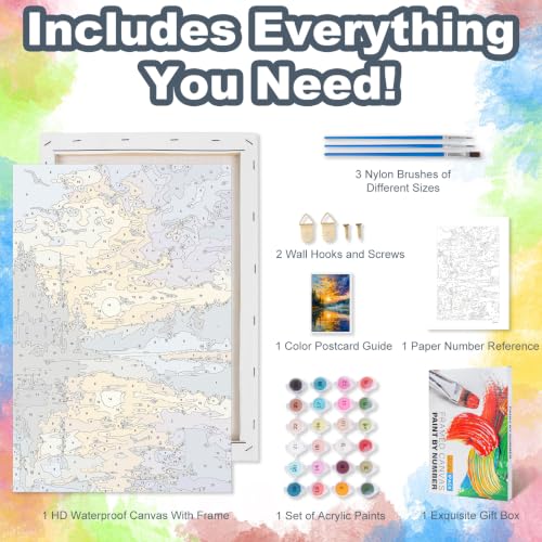Landscape Framed Paint by Numbers Kit for Adults Beginner 8x12 inch - color: Frame-OP-US03