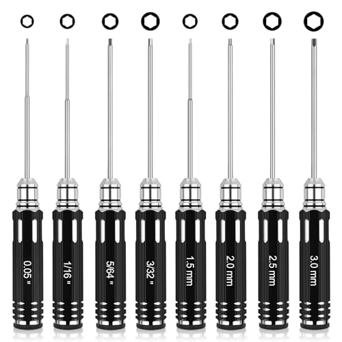 RC Tool Kit,Hex Screwdriver w/3/23",5/64",1/16",0.05",1.5/2.0/2.5/3.0mm - color: Black