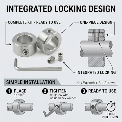 2PACK 304 Stainless Steel Shaft Collars 10mm Bore with Screws for 3D Printer - size: 10mm