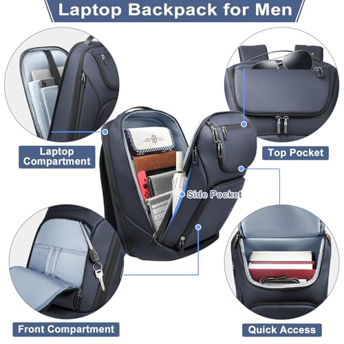 hk Business Smart Backpack for Men Anti-Theft for 17.3 Inch Laptop - color: Blue