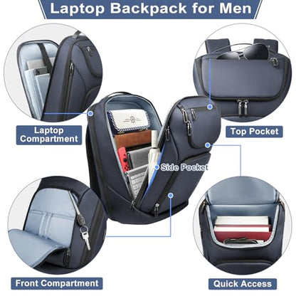 hk Business Smart Backpack for Men Anti-Theft for 17.3 Inch Laptop - color: Blue