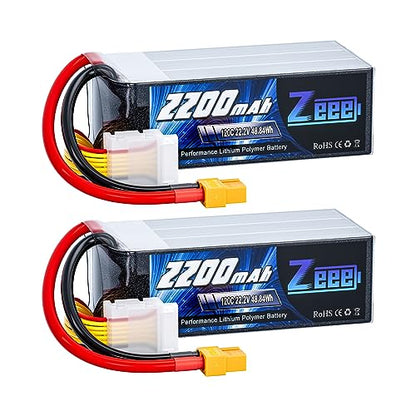 Zeee 6S Lipo Battery 2200mAh 22.2V 120C with XT60 Connector (2 Pack)