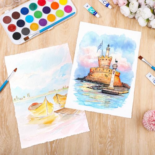 100 Sheets Watercolor Paper 8.5 x 11 in, 300 GSM, Deckled Edge - size: 8.5 x 11 in
