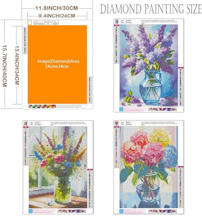 Axquilon 3 Pack Flowers Diamond Art Kits for Adults 12x16inch - color: 3 Pack Vase