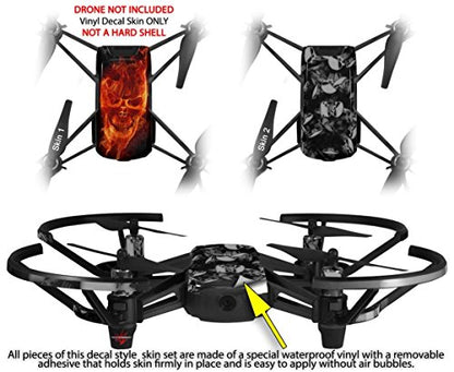 Skin Decal Wrap 2 Pack Compatible with DJI Ryze Tello Flaming Fire Skull Orange Drone NOT Included