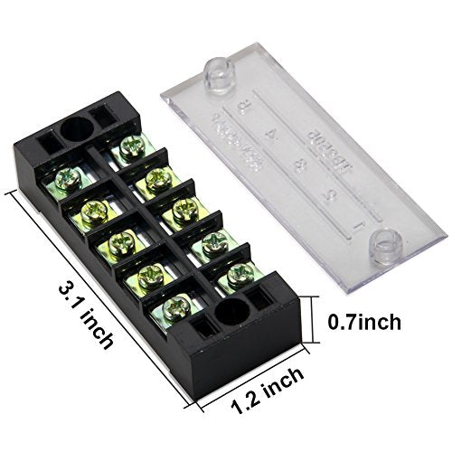 Terminal Block, 5 Circuits 600V 25A Dual Row Screw Terminal Strip, 5 Sets - size: 25A 5P+5pcs Jumpers