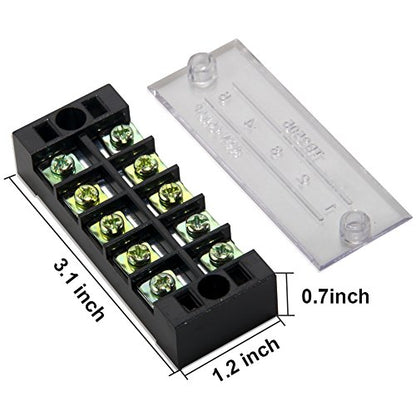 Terminal Block, 5 Circuits 600V 25A Dual Row Screw Terminal Strip, 5 Sets - size: 25A 5P+5pcs Jumpers