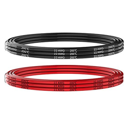 22awg Silicone Electrical Wire Cable 2 Colors Tinned Copper 10ft Each - size: 2 Colors each 10FT, style: 22AWG