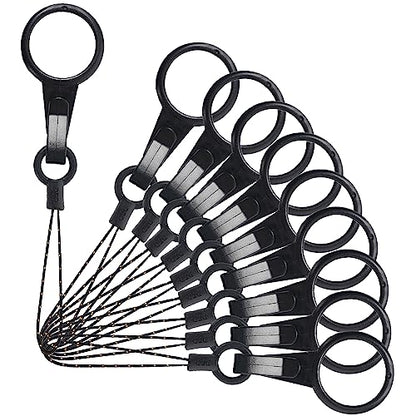 YOUOWO 10Pcs Black Lanyards Finger Ring Plastic Strap Detachable - color: 10 Pcs Finger Ring Plastic Lanyard