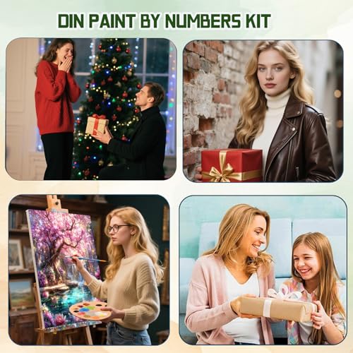ICYANART Dream Tree Paint by Numbers Kit for Adults, Fantasy Waterfall Pink - color: Dream Tree