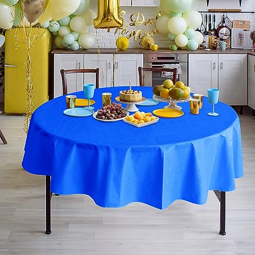 Nasitos Waterproof Vinyl Tablecloth with Flannel Backing 2 Pcs 60R in Blue - color: Blue, size: 60 Inch (Round)