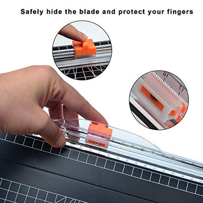 ArtAt A4 Paper Cutter 12 inch Black Paper Trimmer with Sliding Safety Blade