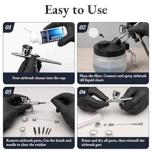 Airbrush Cleaning Kit, 6 Airbrush Cleaners with Glass Cleaning Pot