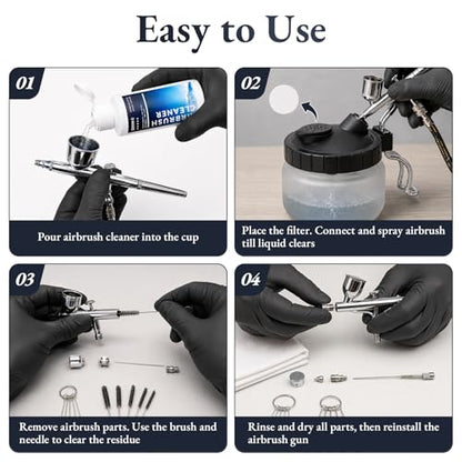 Airbrush Cleaning Kit, 6 Airbrush Cleaners with Glass Cleaning Pot