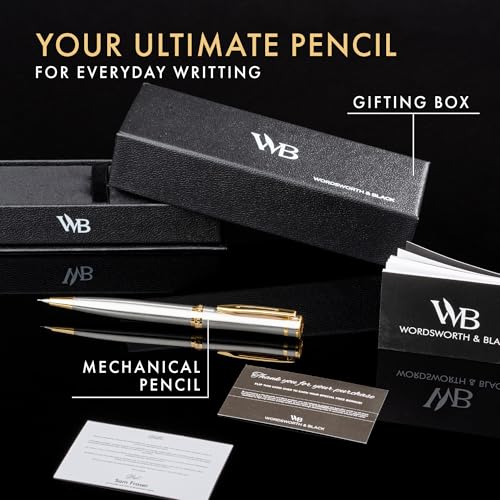Wordsworth & Black Luxury Metal Mechanical Pencil 0.7mm for Writing, Silver - color: Silver Gold