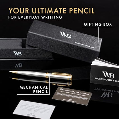 Wordsworth & Black Luxury Metal Mechanical Pencil 0.7mm for Writing, Silver - color: Silver Gold