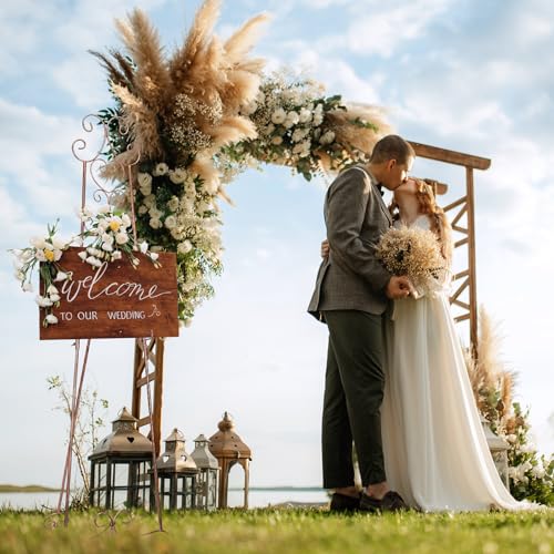 GlikCeil 57" Bronze Metal Scroll Easel Stand for Wedding Sign Display - color: Bronze