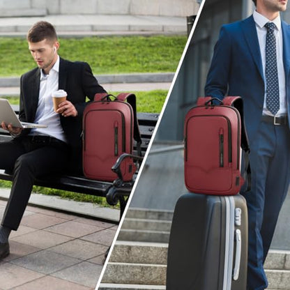 hk Backpack for Men Business Slim Laptop Bag - color: Red, size: 15.6 Inch