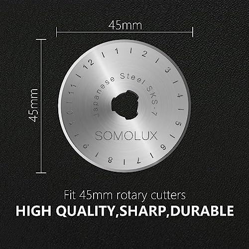 SOMOLUX Rotary Cutter Blades 45mm 10 Pack Refill Fits OLFA,DAFA,Truecut Replacement, Quilting Scrapbooking Sewing Arts Crafts,Sharp and Durable - color: 45mm Rotary Blade