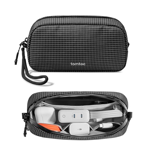 tomtoc Electronics Organizer Travel Case Performance, Cable Tech Pouch - color: Black Plaid, size: Small