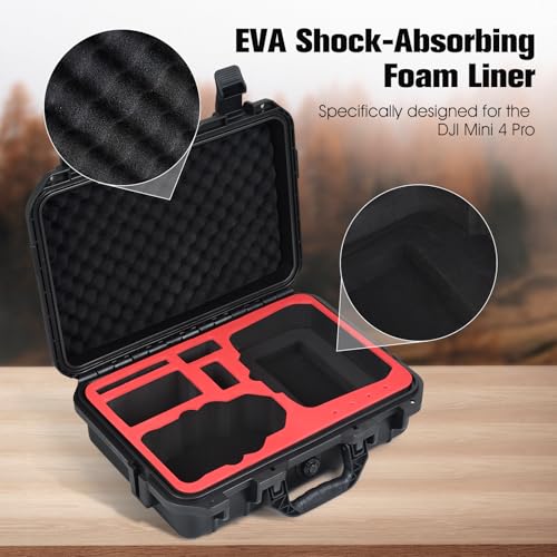 UTEBIT Hard Case for DJI Mini 3/Mini 4 Pro, Waterproof Hard Shell with Foam