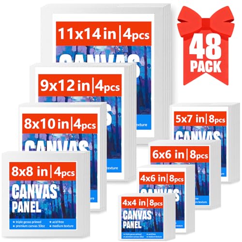 Canvas Boards for Painting, 48pcs Multi-Size Paint Canvas Art Supplies Gift - size: 48pcs