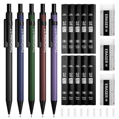 Four Candies 0.7mm Mechanical Pencil Set with Case + Metal Mechanical Pencil Set