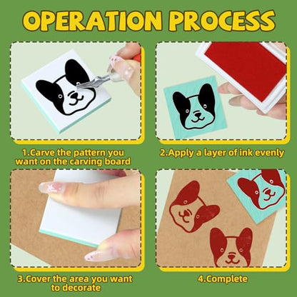 12pcs 2"x2" Rubber Carving Blocks, Linoleum Block Stamp Making Kit for Beginners - DIY Stamp Making, Printmaking Crafts (White & Green) - color: 12pack, size: 2"x2"