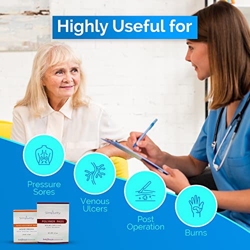Simpurity Super Absorbent Polymer Wound Dressing - 8"x10" Individual Thick Pads - Dressing Supplies for Wounds - Bordered Polymer Dressing for Wound Care