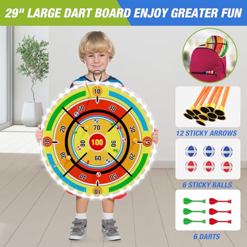 HYES 2 Pack Kids Bow and Arrow with 29" Dart Board & LED Dinosaur Target - size: 2 pack-led dartboard target