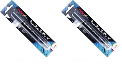 Pentel Arts DualMetallic Brush, Silver Ink (Pack of 2) - color: Silver, size: 1 Count (Pack of 2)