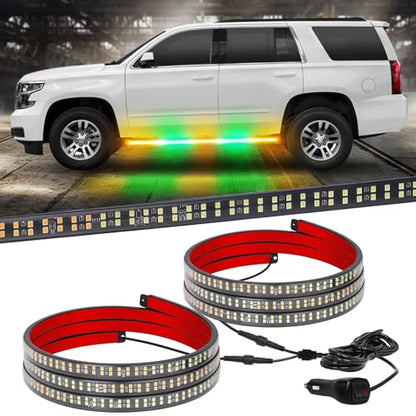 XRIDONSEN 2PCS 60 inch Running Board Lights Truck Strobe Lights - color: Amber/Green