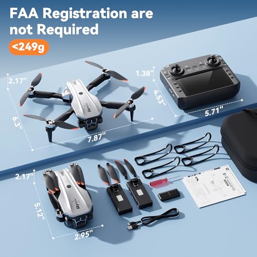 Drone with Camera for Adults, Brushless Quadcopter with Screen, 2 Batteries