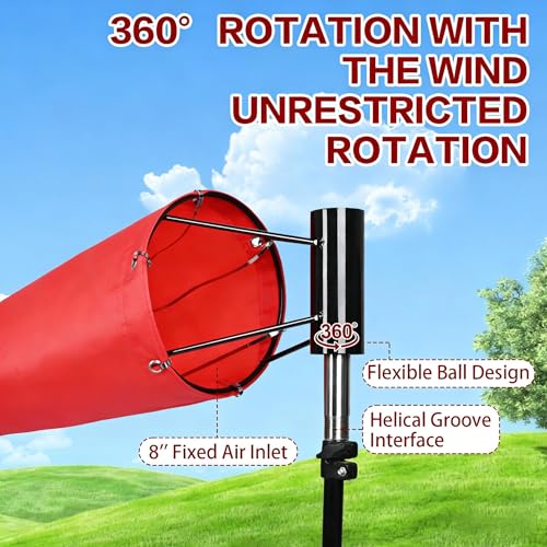 tonchean 8'' × 36'' Heavy Duty Airport Windsock Wind Measurement Sock Bag
