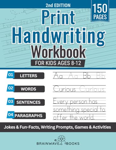 Print Handwriting Workbook For Kids Ages 8-12: Develop Clear and Confident Handwriting with Step-by-Step Practice and Engaging Exercises