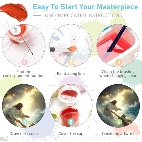 Jesus Paint by Numbers Kit for Adults Framed Canvas 12X16 in, Frameworkless - color: YH02803