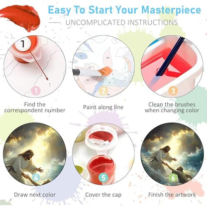 Jesus Paint by Numbers Kit for Adults Framed Canvas 12X16 in, Frameworkless - color: YH02803