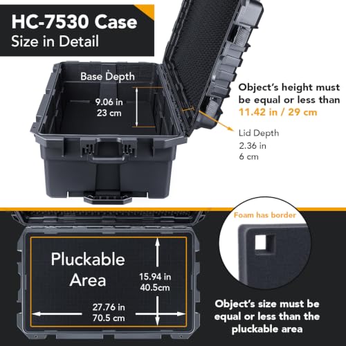 Lykus HC-7530 Hard Case with Wheels and Foam, Inner Size 27.7*15.94*11.42in - size: HC-7530