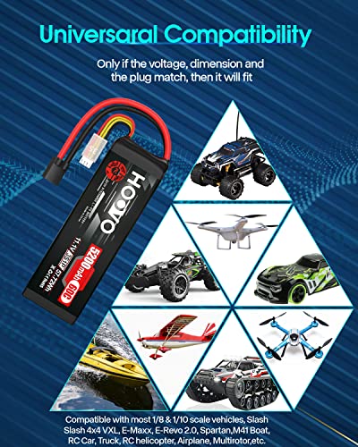 HOOVO 11.1V 3S LiPo Battery 5200mAh 60C with Tr Plug 2Packs