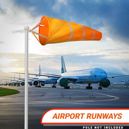 G128 - Orange Windsock Heavy Duty Printed 210D Wind Direction Measurement (Orange 40" 2PK) - color: Orange 40" 2pk