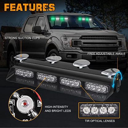 XRIDONSEN 2 in 1 2x 14 inch Strobe Light Bar - color: Green/White