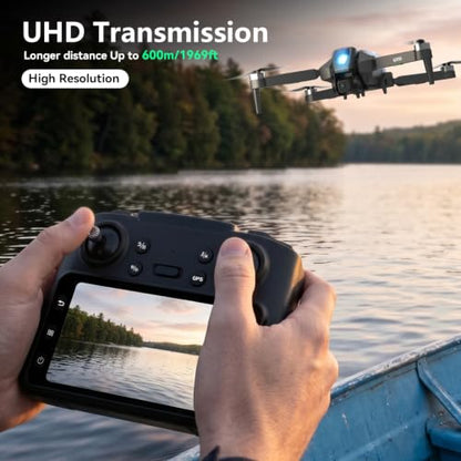 GPS Drone with 1080P Camera for Adults, Drone with 4.5″LCD Screen Remote - color: Black