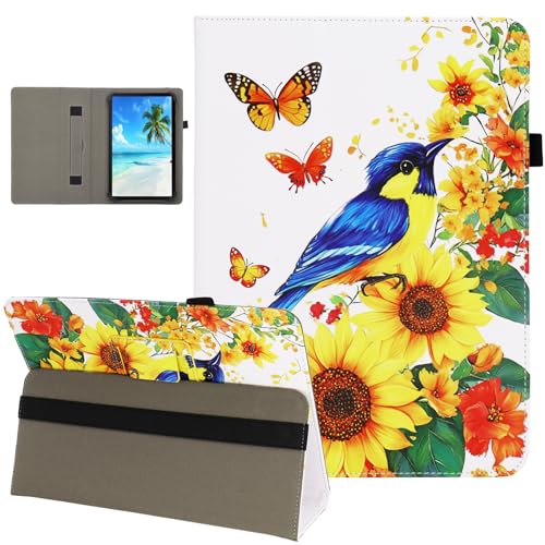 Universal 10 10.1 11 Inch Android Tablet Case Cover with Hand Strap - color: Sunflower Bird