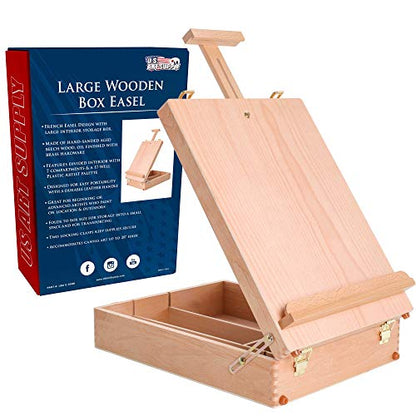 U.S. Art Supply Newport Large Adjustable Wood Desktop Easel