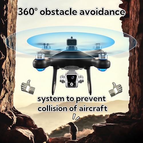 KY102 Drone with Screen Controller with SD card, Brushless Motor, Optical Flow Localization, Active Obstacle Avoidance, 2 batteries, One Key Take Off/Landing. (2 batteries - White) - color: 2 batteries - White
