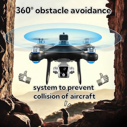 KY102 Drone with Screen Controller with SD card, Brushless Motor, Optical Flow Localization, Active Obstacle Avoidance, 2 batteries, One Key Take Off/Landing. (2 batteries - White) - color: 2 batteries - White