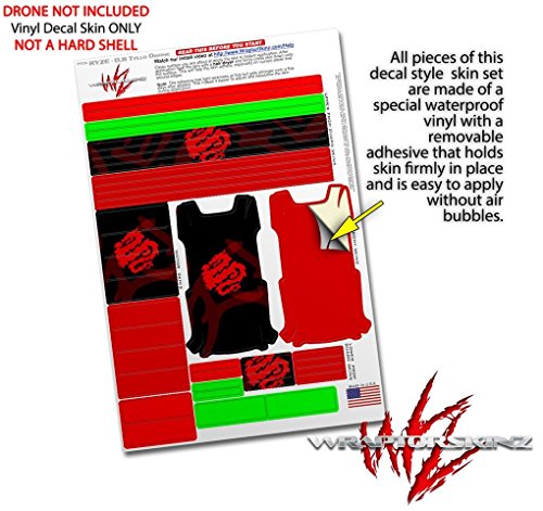Skin Decal Wrap 2 Pack Compatible with DJI Ryze Tello Oriental Dragon Red on Black Drone NOT Included